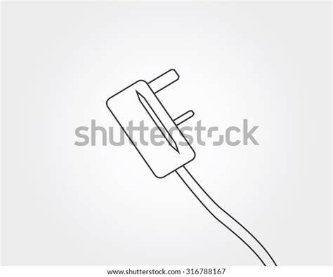Electrical Plug In Sketch Line Art Style On Grey Background
