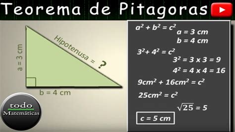 Teorema De Pitágoras Aplicación De La Fórmula Del Teorema De