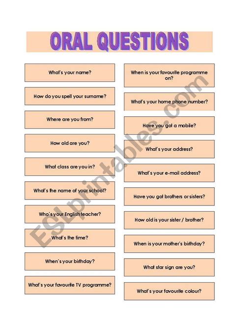 Oral Questions Present Simple Esl Worksheet By Anneclaire