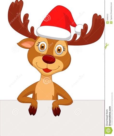 Cute Deer Cartoon With Blank Sign Stock Vector