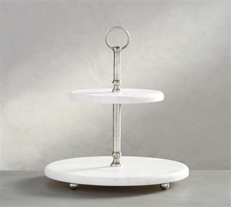 White Marble Pewter Tiered Stand Tiered Stand Pottery Barn Marble Tray