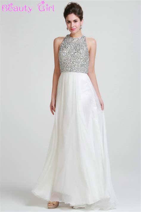 Elegant Real Sample High Neck A Line White Prom Dresses 2015 Hot Sale