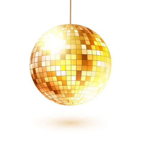 Golden Disco Ball With Light Rays Isolated On Transparent Background
