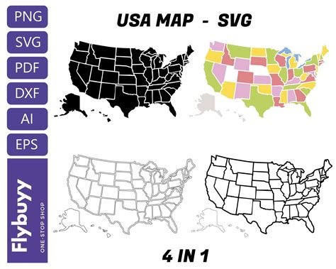 Usa Map Svg Usa State Svg United States Map Svg File For Etsy Usa