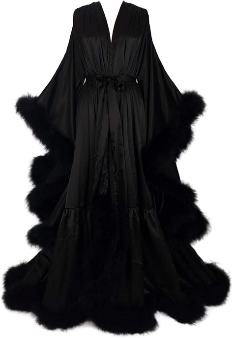 old hollywood feather robe sexy boudoir robe feather bridal robe satin long wedding scarf new