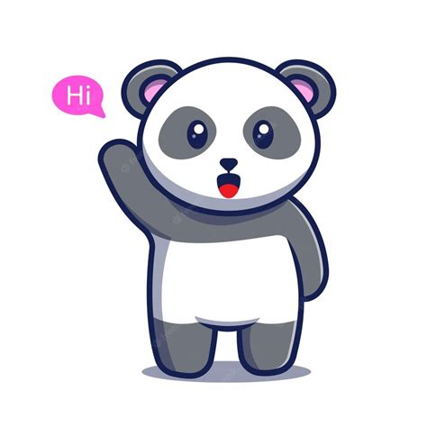 Premium Vector Panda Illustration Cute Panda Waving Hand Vector