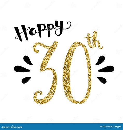 Happy 30th Birthday Happy Birthday 30 Years Golden Icon With D Vector