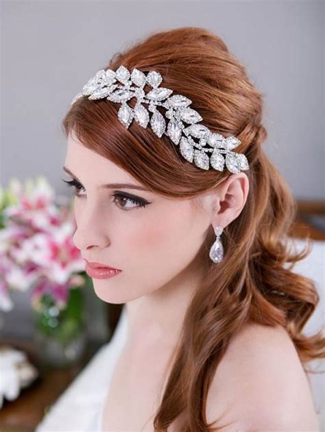 Our gorgeous on trend hairvines. Crystal Leaves Bridal Headpiece, Rhinestone Headband ...