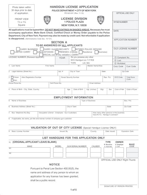 Nyc Pistol Permit Application Pdf Fill Online Printable Fillable