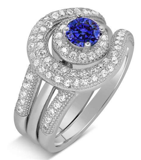 Unique And Luxurious 2 Carat Designer Sapphire And Diamond Wedding