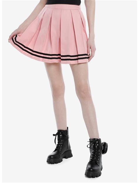 Pink And Black Pleated Cheer Skirt Hot Topic