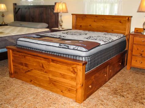 Pine Dakota Queen Size Bed With Storage Drawers Solid Wood Mennonite