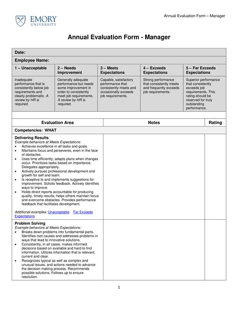 Manager Performance Evaluation Template