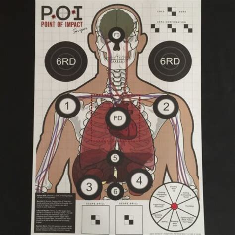 Paper Targets Range Gun Pistol Rifle Skeleton Vital Organs