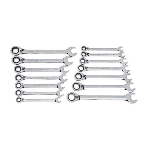 Gearwrench Saemetric 72 Tooth Reversible Combination Ratcheting Wrench Tool Set 14 Piece