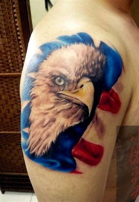 Amazing grey ink eagle eyes tattoo design. Black Tattoo Design: Tattoo on the arm American Symbol Eagle | Eagle tattoo, Eagle tattoos, Bald ...