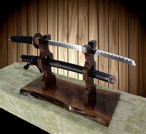 Rustic Small Sword Display Stand Military Katana Saber Wakizashi