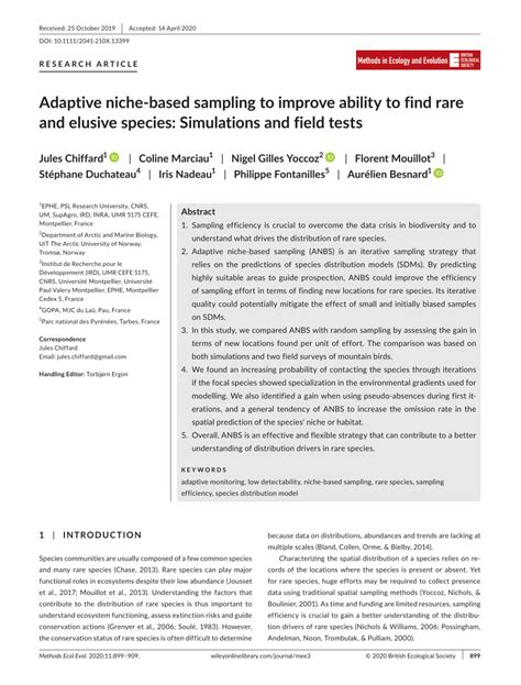 Pdf Adaptive Niche‐based Sampling To Improve Ability To Find Rare And