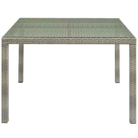 Conduit 47 Square Outdoor Patio Wicker Rattan Table Light Gray By Modway