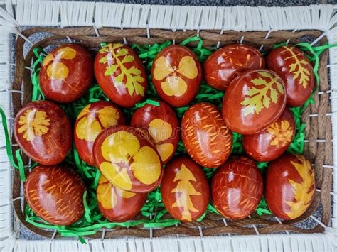 Traditionally Painted Easter Eggs In Maramures Romania Stock Photo
