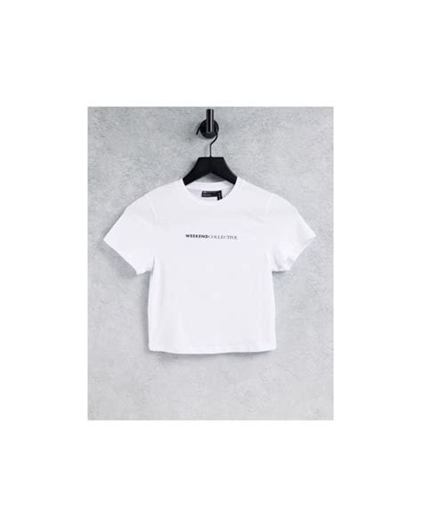 Asos Shrunken T Shirt With Logo In White Lyst