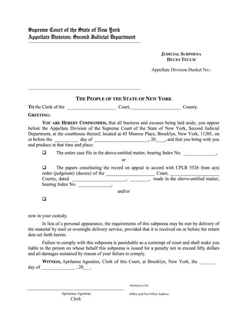 New York Subpoena Form Fill Out And Sign Online Dochub
