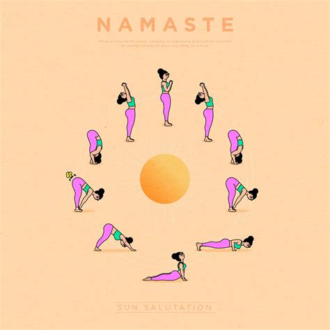 Sun Salutation Print Vinyasa Print Design Cute Yoga Etsy