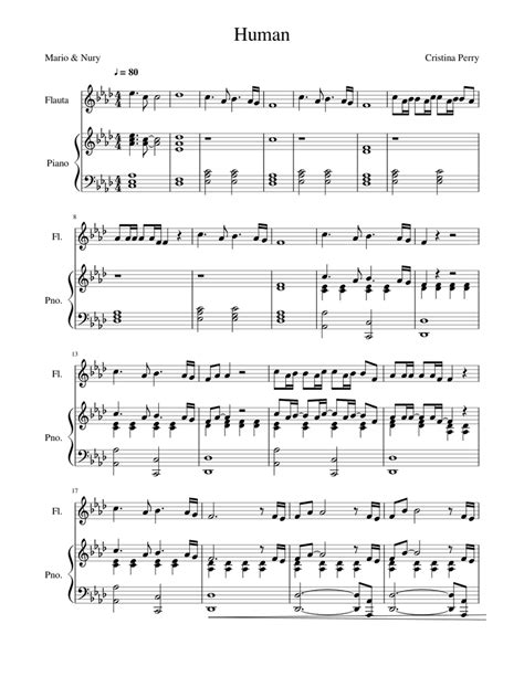 Human Sheet Music For Piano Flute Mixed Duet