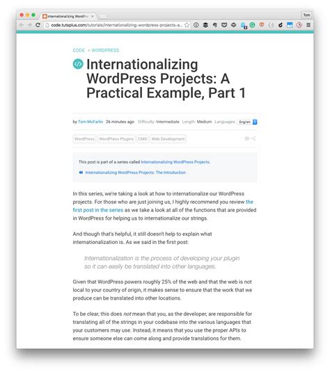 Internationalizing WordPress Plugins Tom McFarlin