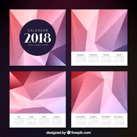 Free Vector Elegant Polygonal Calendar 2018