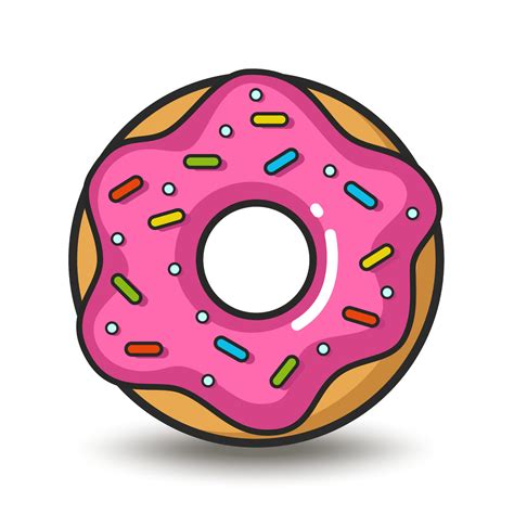 Vector Colorful Icon Of Pink Doughnut Isolated On White Background