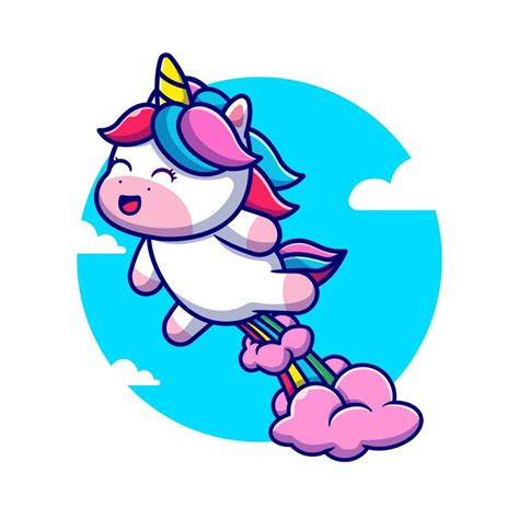 Cute Unicorn Poop Rainbow Cartoon Vector Icon Illustration Animal