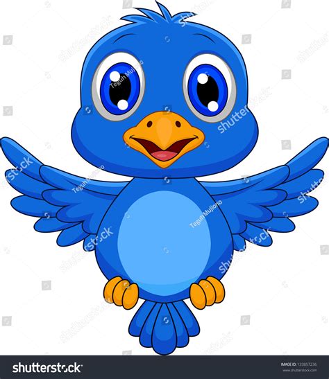 Cute Blue Bird Cartoon Flying Stock Vector Royalty Free 133857236