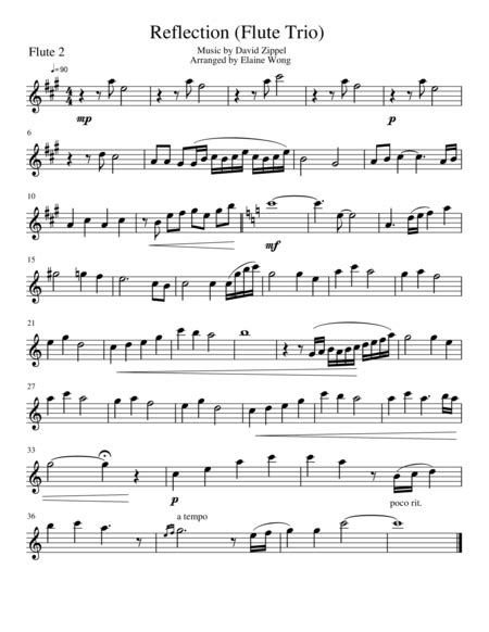 Reflection From Mulan Flute Trio Music Sheet Download