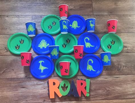 Personalized Dinosaur Birthday Party Plates And Cups Dinosaur Etsy