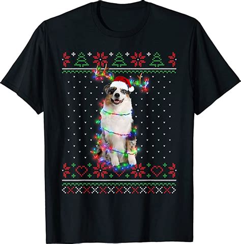 Australian Shepherd Dog Ugly Sweater Christmas Puppy Dog T Shirt Vmtee