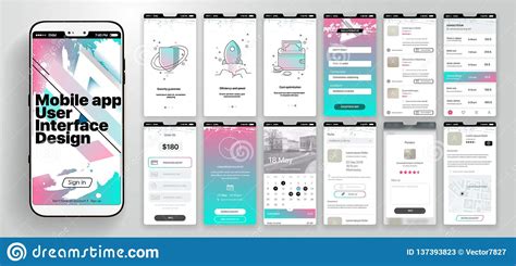 Clustered news feed displaying top news headlines and articles. Design Of The Mobile Application, UI, UX. A Set Of GUI ...