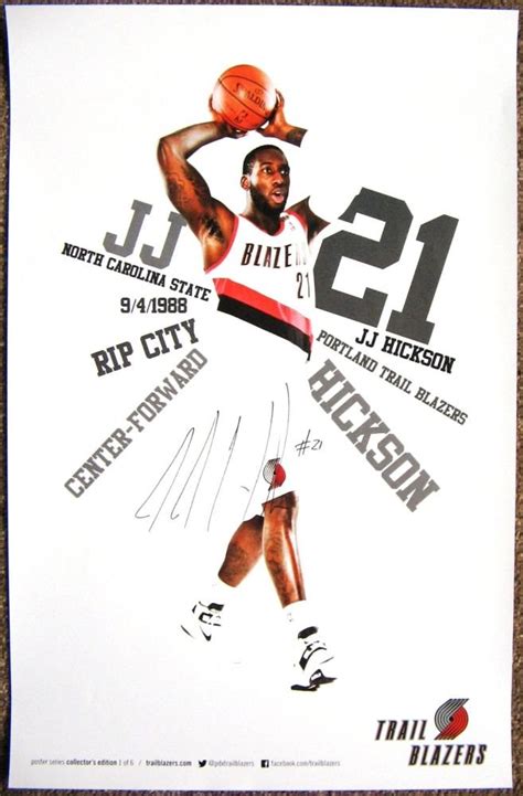 Hickson Jj Hickson 2012 3 Poster Portland Blazers Game Handout Trailblazers