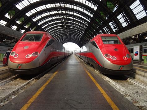 Italian High Speed Trains Frecciarossa At Milan Railway Station R