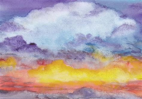 Sunset Abstract Watercolor Background Drawing By Elena Sysoeva Fine