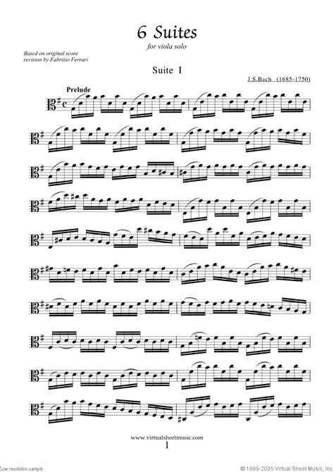 You can listen to each piece to help guide you on tempo and style. Bach - Viola Suites sheet music for viola solo PDF-interactive