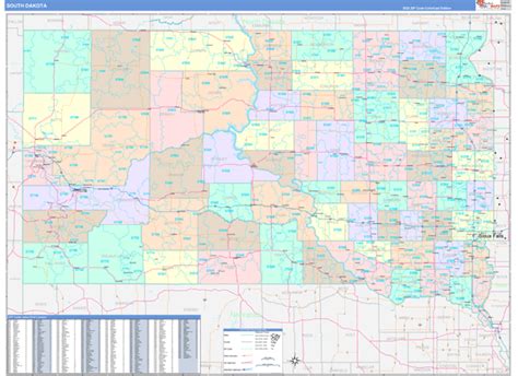 South Dakota Digit Zip Code Maps Color Cast