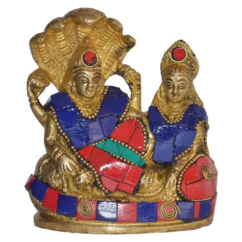 multicolor shrinath art gallery brass vishnu laxmi statue with stone work packaging type