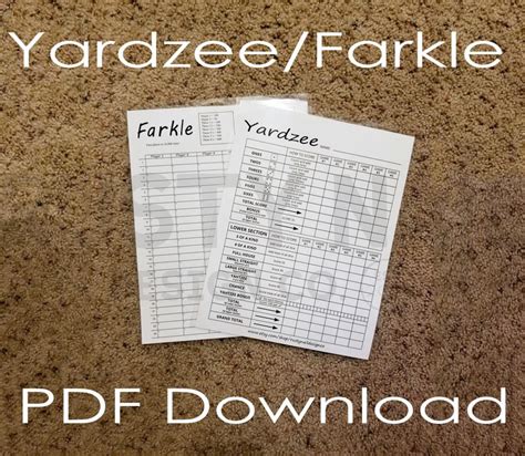 Yardzeefarkle Pdf Download Double Sided Scorecard Etsy Yardzee