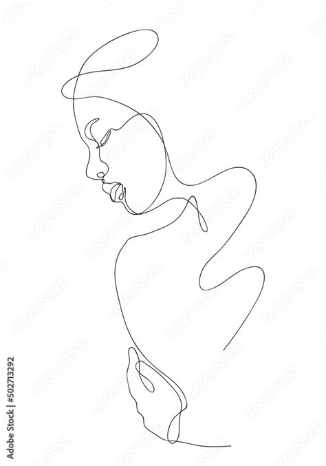 Continuous Line Naked Woman Or One Line Drawing On White Isolated Background Fashion Concept