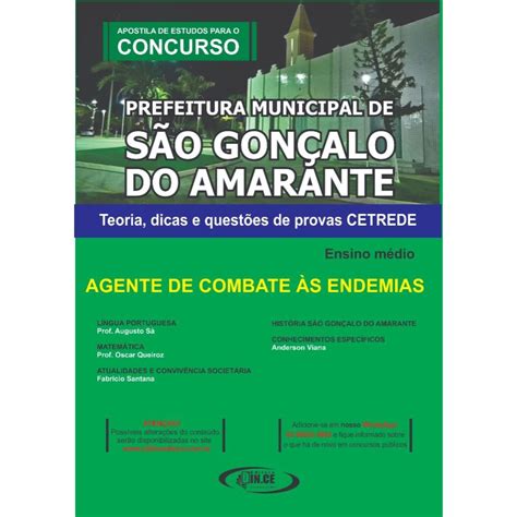 Apostila Agente De Combate As Endemias Concurso Prefeitura De São Gonçalo Do Amarante 2019