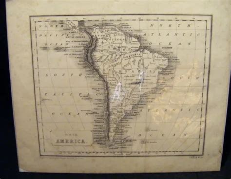 Antique Victorian C1870 Small Map Of South America Original Steel