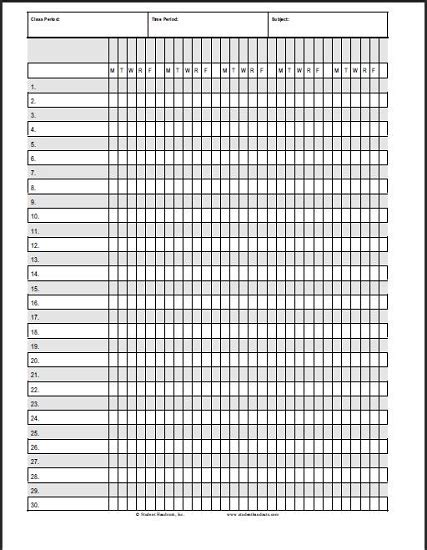 Diy Classroom Attendance Book Free Printable Pages Student Handouts