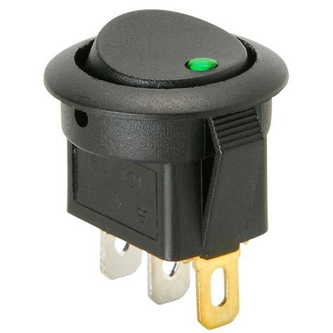 Spst Automotive Round Rocker Switch Wgreen Led 12v 844632076565 Ebay