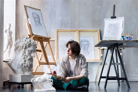Young Student Artist At Art Workplace Stock Photo Image Of Adult